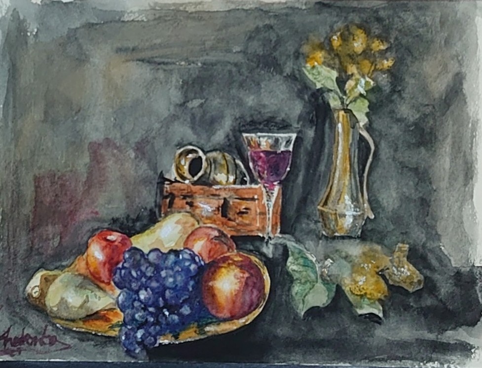 静物画　水彩画　SHO 珍しく静物画を描いてみました😋 #静物画 #水彩画