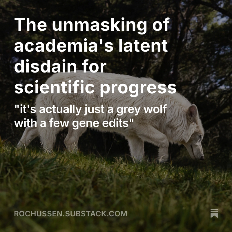 Adam Rochussen (@adamrochussen) on Twitter photo My thoughts on the <a href="/colossal/">Colossal Biosciences®</a> dire wolf accomplishment and the pedantic cynicism levied at them:
tinyurl.com/ycxyunsw My thoughts on the <a href="/colossal/">Colossal Biosciences®</a> dire wolf accomplishment and the pedantic cynicism levied at them:
tinyurl.com/ycxyunsw