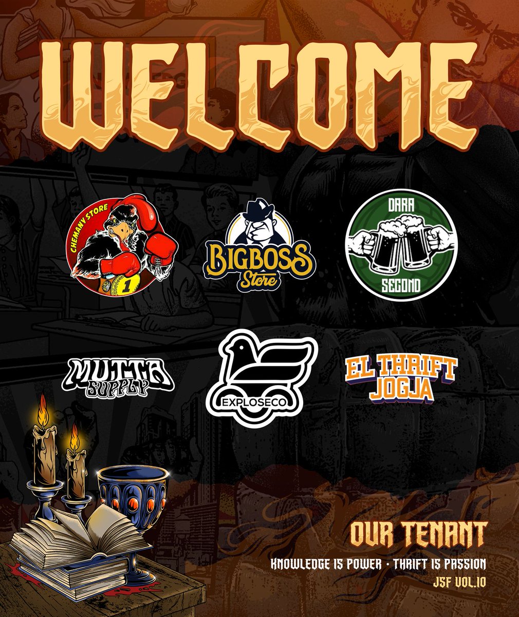 🚨
WELLCOME OUR TENANT

<a href="/chemany/">juan manuel</a>.store 
@bigboss_projecttt 
@dara_second 
@muttasupply_ 
@exploseco_ 
@el_thrift_jogja 

JOGJA SECOND FEST 10
-KNOWLEDGE IS POWER, THRIFT IS PASSION-

50+ tenant
15+ guest star 

🗓 01 - 04 MEI 2025
🕙 10.00 - 21.00 WIB
📍 Indoor Parking Transmart