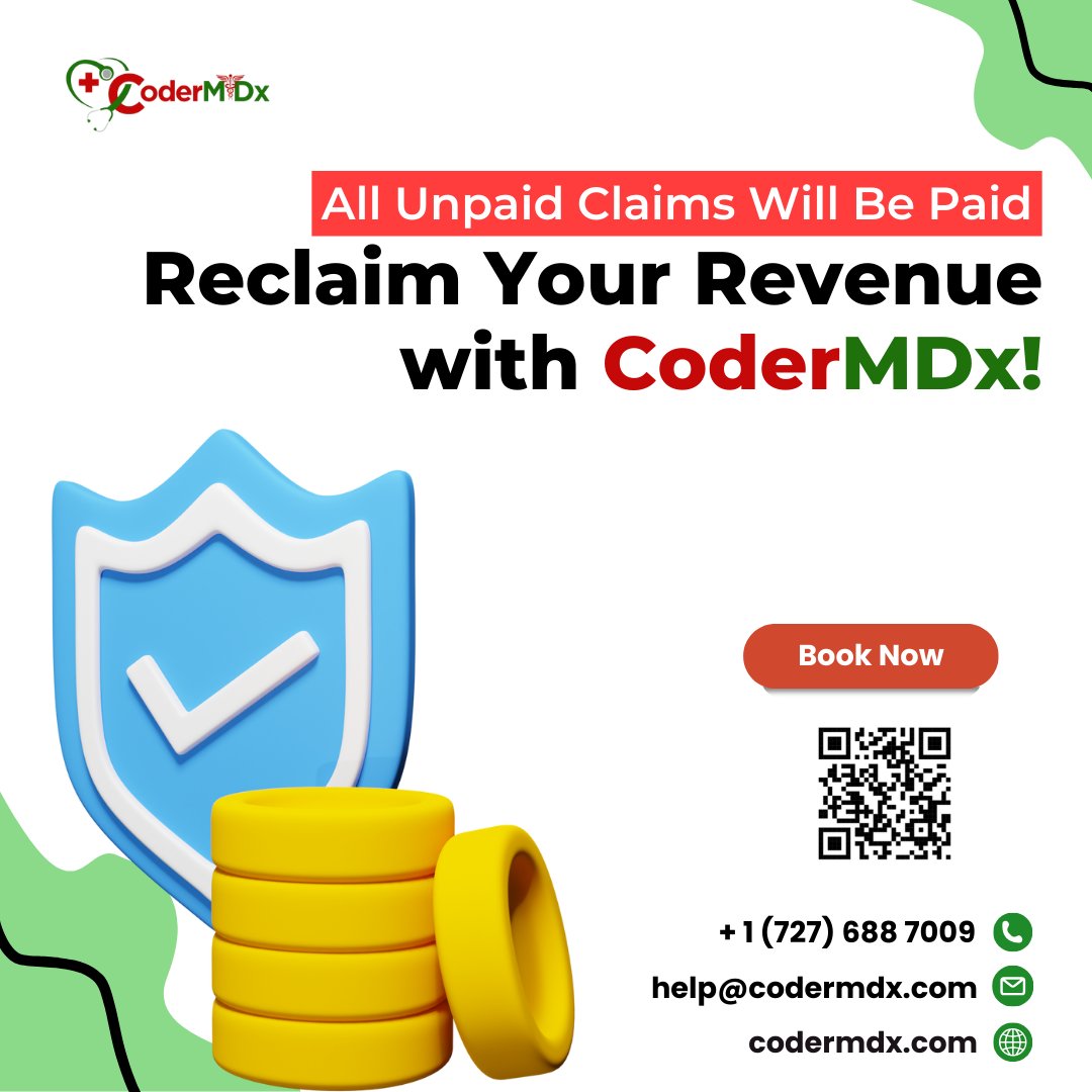 Tradingwithai25's tweet image. ๐จ Attention #healthcare providers! ๐จ All unpaid claims will be paid! ๐ฐDonโt let lost revenue hold you back. Reclaim your hard-earned revenue with #CoderMDx and streamline your claims process today.
๐Visit us: codermdx.com
๐+1 (727) 688 7009