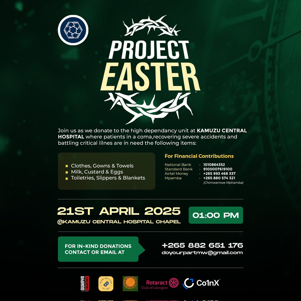 ThewBoter's tweet photo. Another Day For You To Do Your Part by sharing this poster, contributing in cash or in kind & Joining Us Physically on 21st April as we donate to The High Dependency Unit....#ProjectEaster ##DoYourPart #JoinUs https://t.co/VnOSm8bB5y