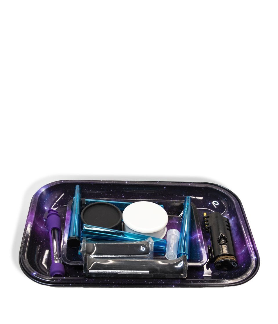 HempfulHealing's tweet photo. For those who enjoy dry herbs, the Rolling Tray Grind and Go Set is the ultimate package. It includes everything you could possibly need, such as two grinders, five filling tubes, two joint rollers (in regular and king sizes), three rolling trays (including a small and portable one), a chillum with a silicone cover, and a lighter holder with a wick. You can choose from various designs and colors, including 420 Rasta and Galaxy, to suit your preferences.
GV Glass Distro offers an extensive range of vaporizing devices in unique shapes, sizes, and styles - all in one place! Our collection includes a variety of options, such as Dab and Oil Rigs, Banger Hangers, and Pipes. With GV Glass Distro's exceptional quality and artisanal vaporizing devices, you can elevate your smoking experience to the next level.
What’s Included:
•(2) Grinders
•(5) Filling Tubes
•(2) Joint Rollers
•(2) Joint Tips
•(3) Rolling Trays
•(1) Chillum with Silicone Cover
•(1) Lighter Holder with Wick
Buy now $29.99  at https://t.co/YBHnz2mReO