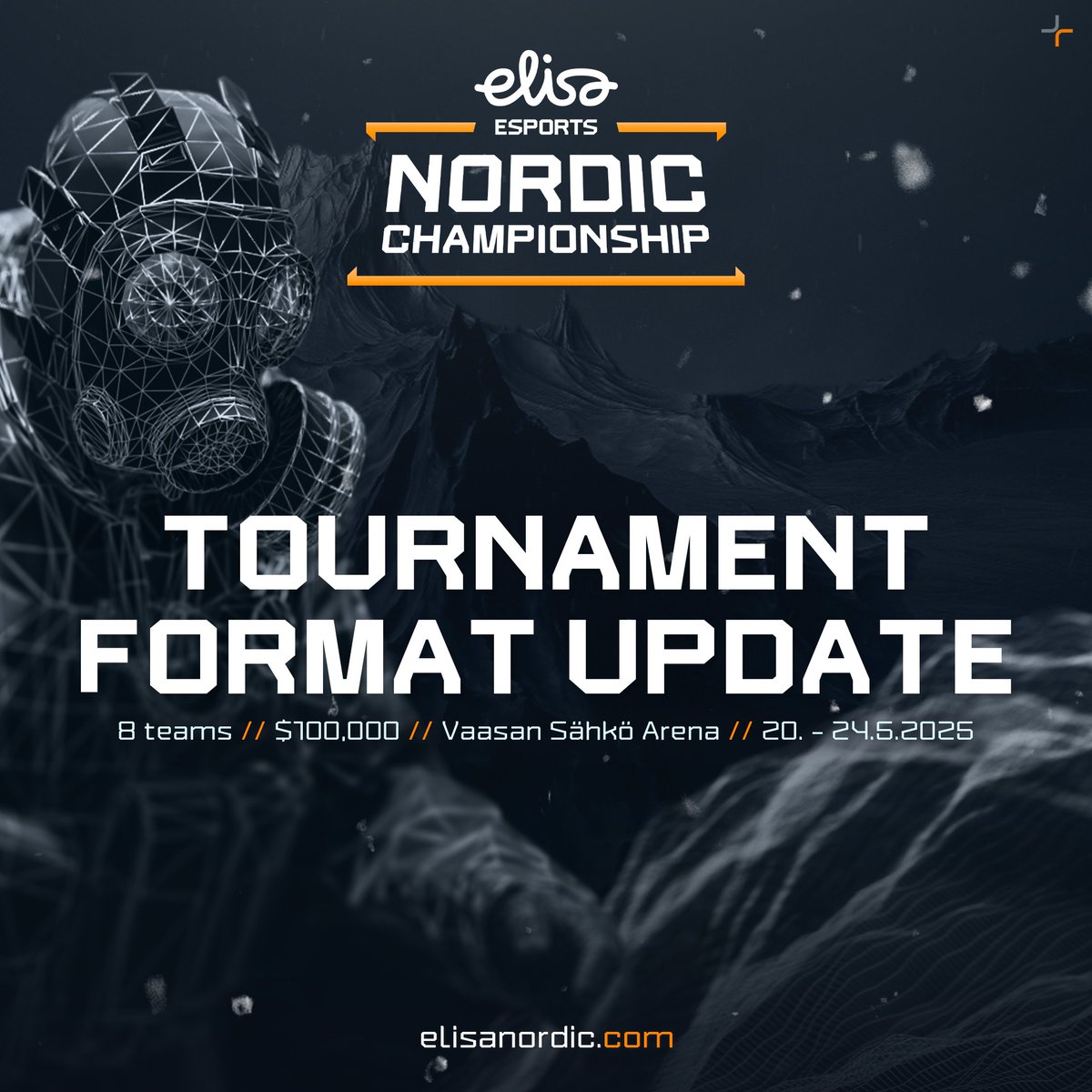 #ElisaNordic tournament format update!

All matches in the winner’s bracket will now be played as BO3.

On Tuesday 20.5., we’ll have 4 × BO1 matches and 1 × BO3 match, and on Wednesday 21.5. 3 × BO3 matches.