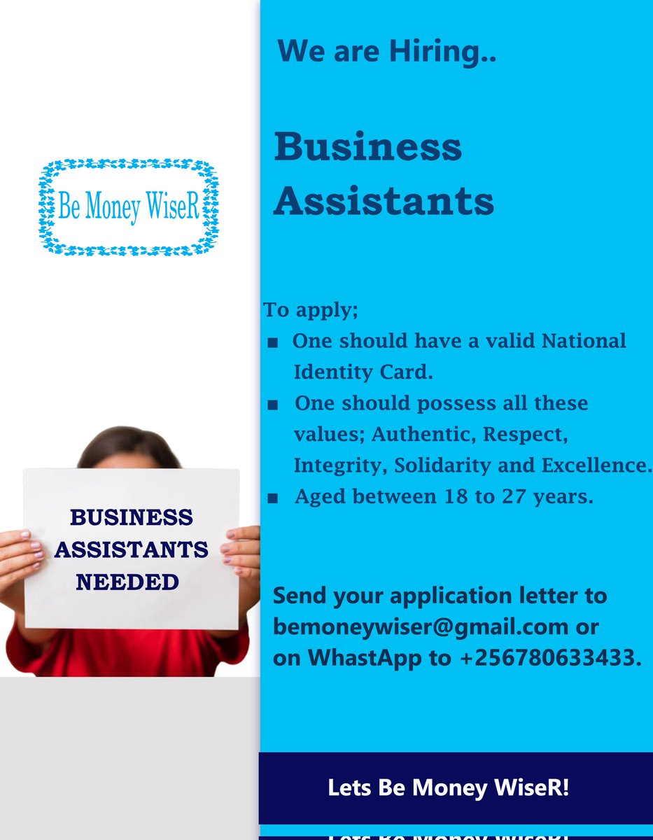 We are hiring!

Business Assistants.

Contact us for more information!

#JobsInUganda