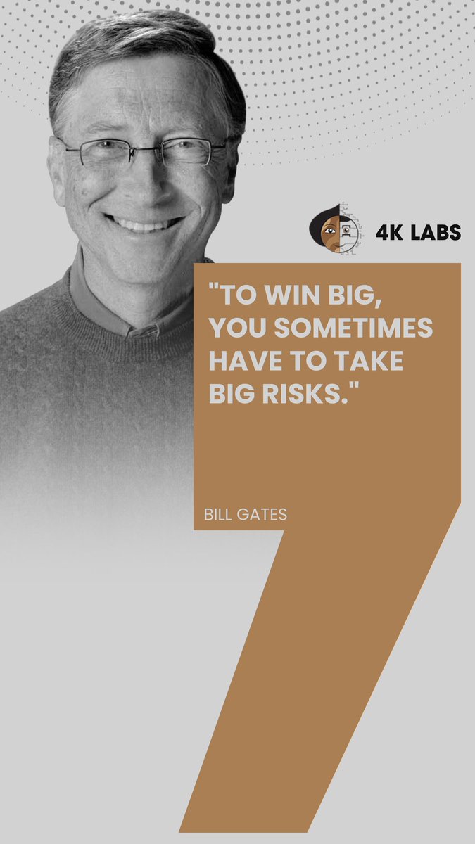 "To win big, you sometimes have to take big risks." – Bill Gates
Success favors the brave. #RiskTaker #BigDreams #EntrepreneurMindset