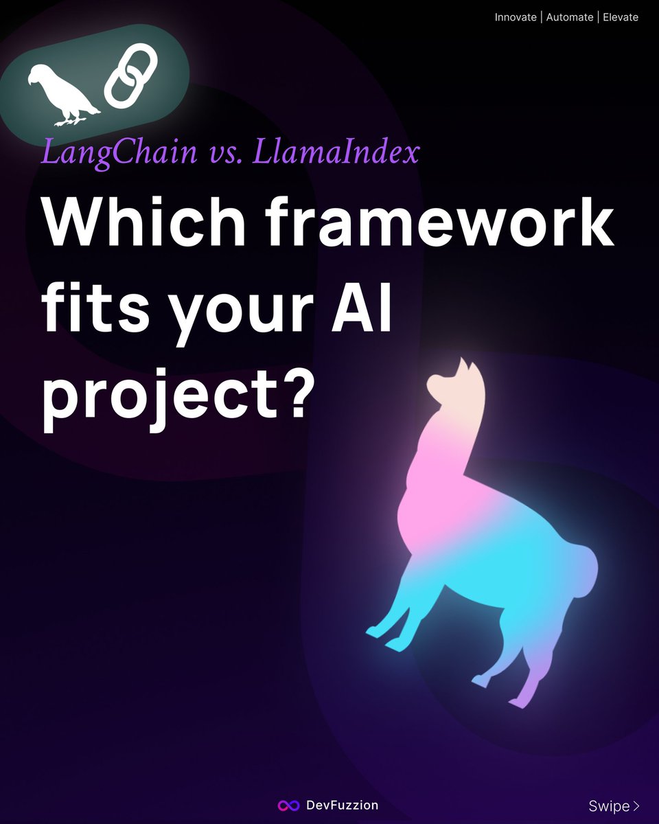 devfuzzion's tweet image. LangChain vs LlamaIndex:
LangChain = complex workflows & agents.
LlamaIndex = fast, accurate data retrieval for RAG.
Choose based on your AI project’s needs.
#LangChain #LlamaIndex #AItools #LLM #ai #virtualassistant #OpenAI #Grok #airevolution