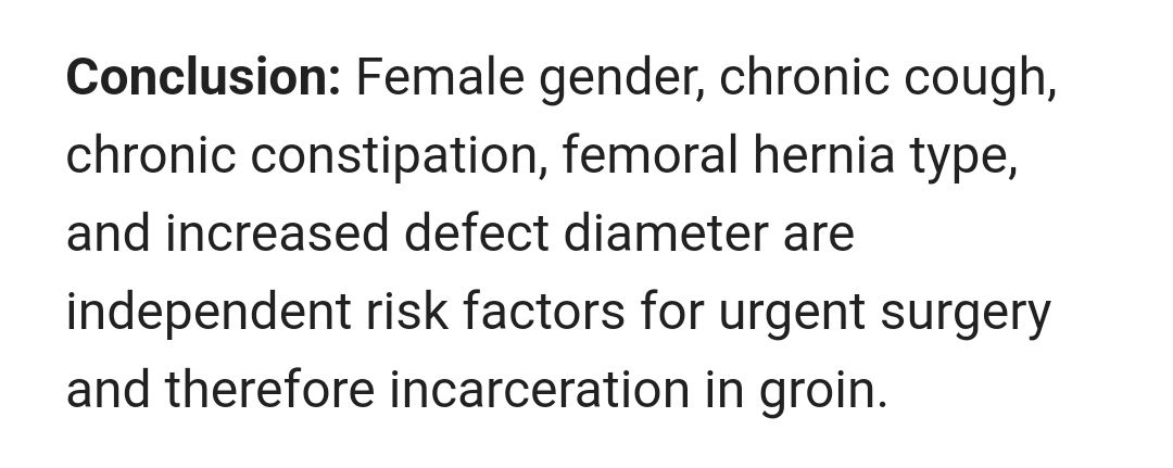 bit.ly/3EkjUTA Risk factors for incarceration in #GroinHernia: a prospective observational study.

#HerniaSurgery #InguinalHernia #OpenAccess