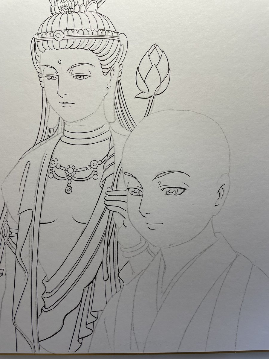 ダイソーの色紙が描きやすいと聞いた なるほどペン入れができる さて水彩で色はどうか マンガdeGO能登のチャリティ色紙締め切りが明日である 間に合え 