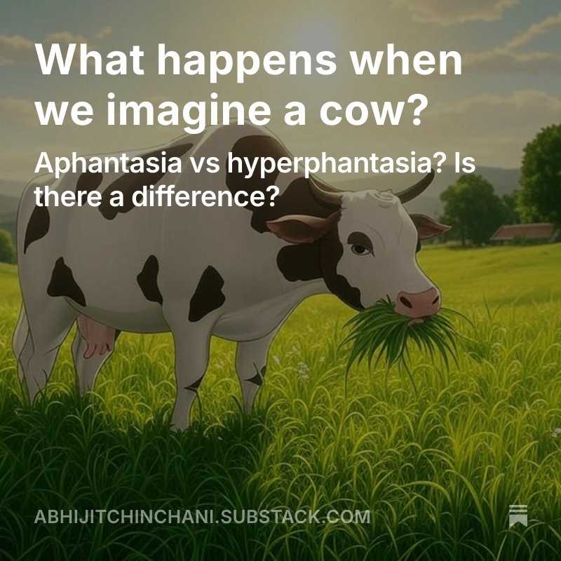 I started writing again, hoping to write more frequently. 

What happens when we imagine a cow? 
open.substack.com/pub/abhijitchi…