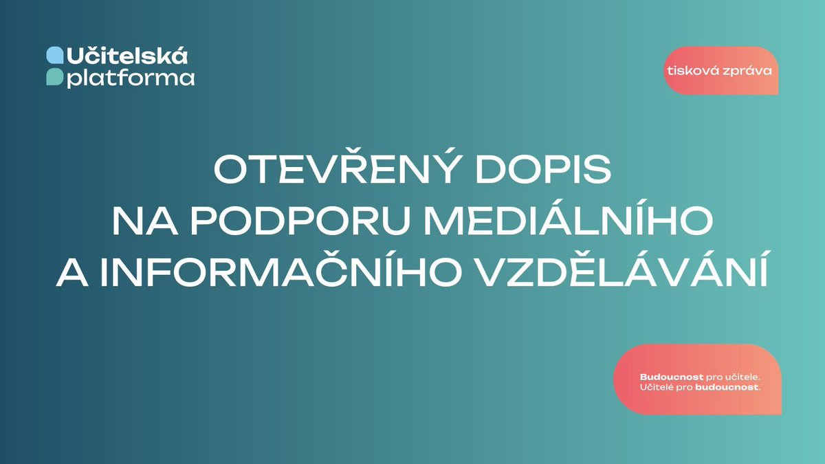 ❗️Ocitáme se v nové informační realitě, která má hluboký dopad na životy našich dětí a mladých lidí. 
🌏 V roli pedagogů vnímáme, že bez systematické podpory mediálního a informačního vzdělávání nebudeme schopni děti a mladé lidi na novou informační realitu připravit.