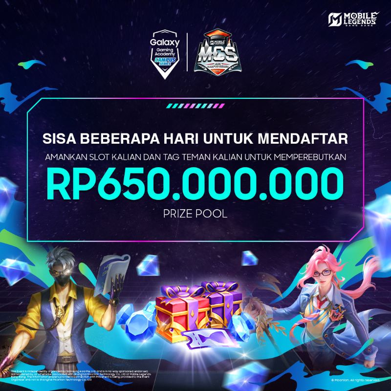 samsungID's tweet photo. Things you need to know about Samsung Galaxy Gaming Academy!

🔥  Total hadiah Rp650jt
🔥  Tim berisi 5 pemain + 1 cadangan (boleh dari kampus berbeda) 
🔥  Registrasi sampai 20 April 2025

Daftar sekarang: https://t.co/xfMd1Tg4uJ 
#GalaxyGamingAcademy #GalaxyA56 5G #GalaxyA36 5G