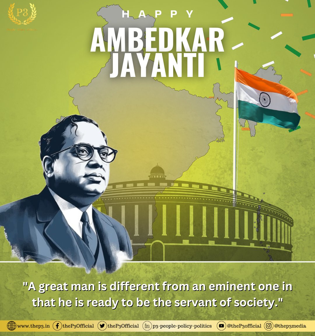 theP3Official's tweet photo. Today on #AmbedkarJayanti2025, we celebrate the brilliance of Dr. B.R. Ambedkar—a champion of equality, justice, and intellectual empowerment. 
#BabasahebAmbedkar #JaiBhim #SocialJustice #Empowerment https://t.co/FOdkULfGZQ
