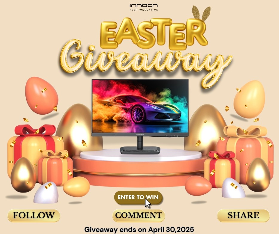 To all our US followers, it’s time for an upgrade and we’re making it FREE!
To Join:
1. Mention 3 friends in the comment
2. Share this post with the caption #InnocnEasterGiveaway
One lucky winner will get a chance to win our newest gaming monitor, the Innocn 25G2S Gaming Monitor!
