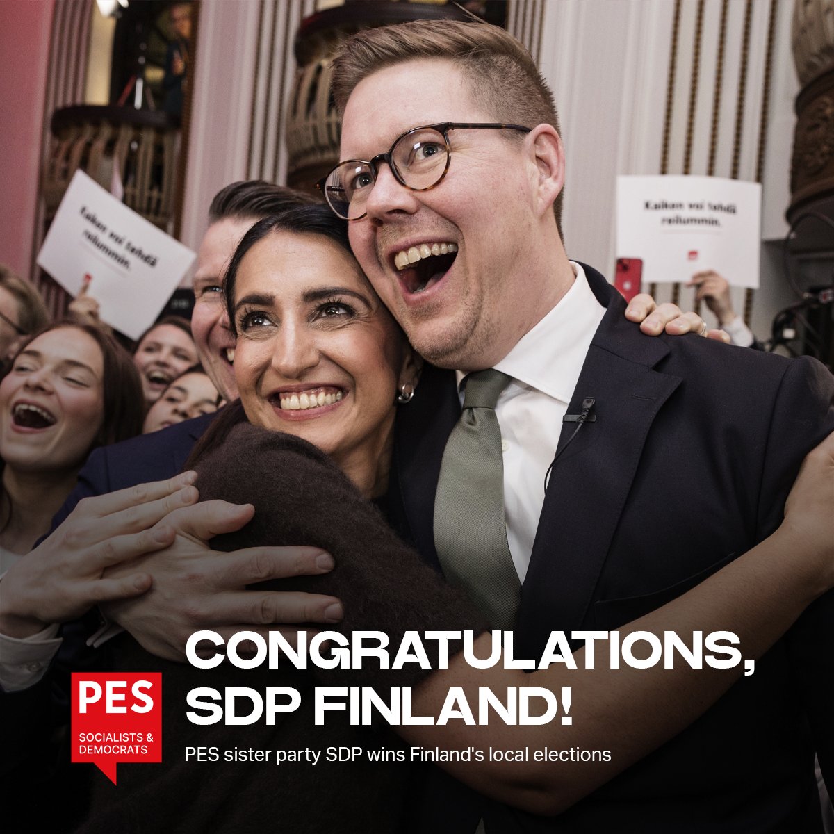 PES 🌹🇪🇺 (@pes_pse) on Twitter photo 🇫🇮🗳️ Congratulations, <a href="/Demarit/">Sosialidemokraatit</a>!
SDP took a sweeping victory in this Sunday's municipal elections in Finland. Our sister party, led by <a href="/AnttiLindtman/">Antti Lindtman</a> received nearly a quarter of the vote, making them the most popular party nationwide.
<a href="/NasimaRazmyar/">Nasima Razmyar</a> 🇫🇮🗳️ Congratulations, <a href="/Demarit/">Sosialidemokraatit</a>!
SDP took a sweeping victory in this Sunday's municipal elections in Finland. Our sister party, led by <a href="/AnttiLindtman/">Antti Lindtman</a> received nearly a quarter of the vote, making them the most popular party nationwide.
<a href="/NasimaRazmyar/">Nasima Razmyar</a>