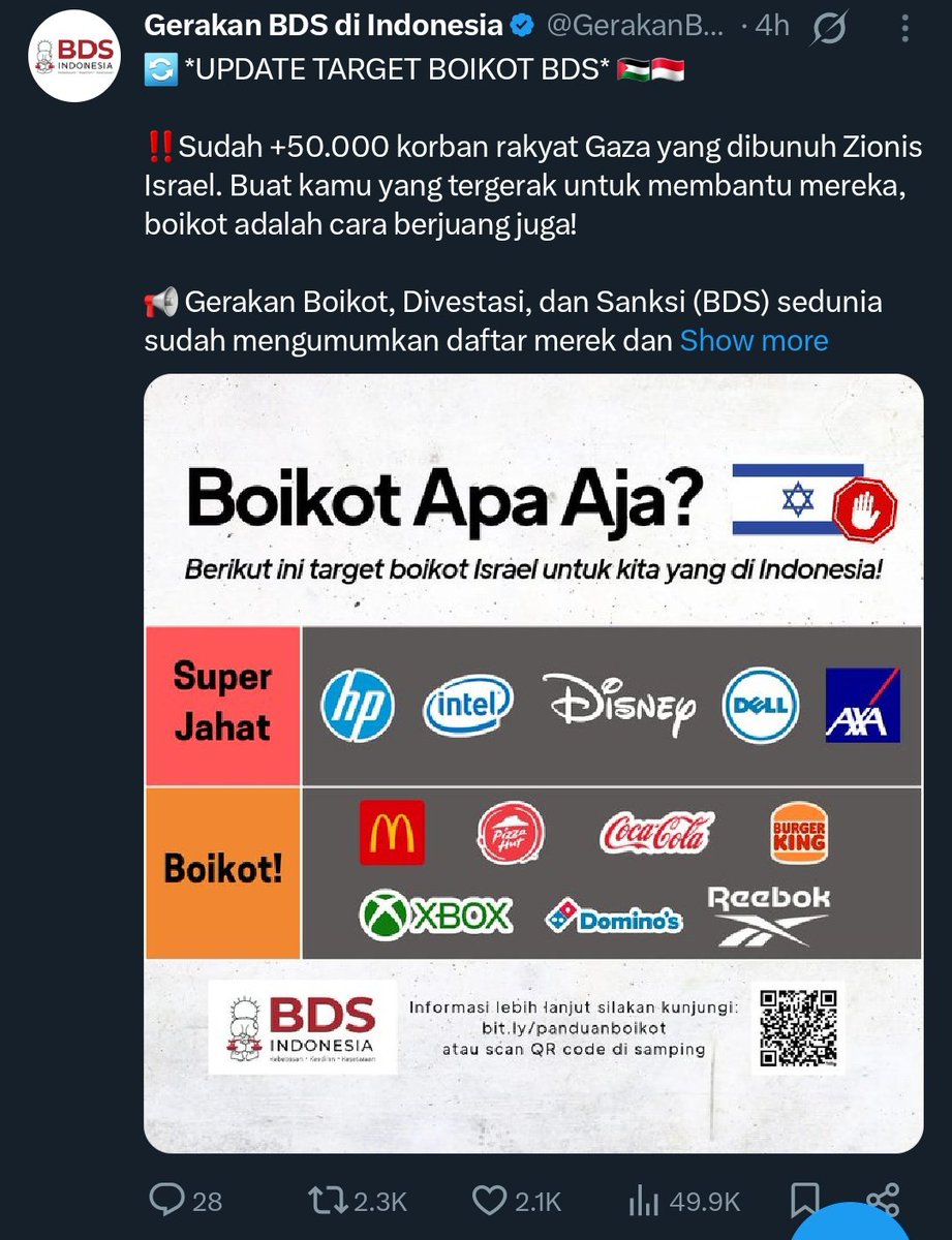 GerakanBDS_ID tweet picture