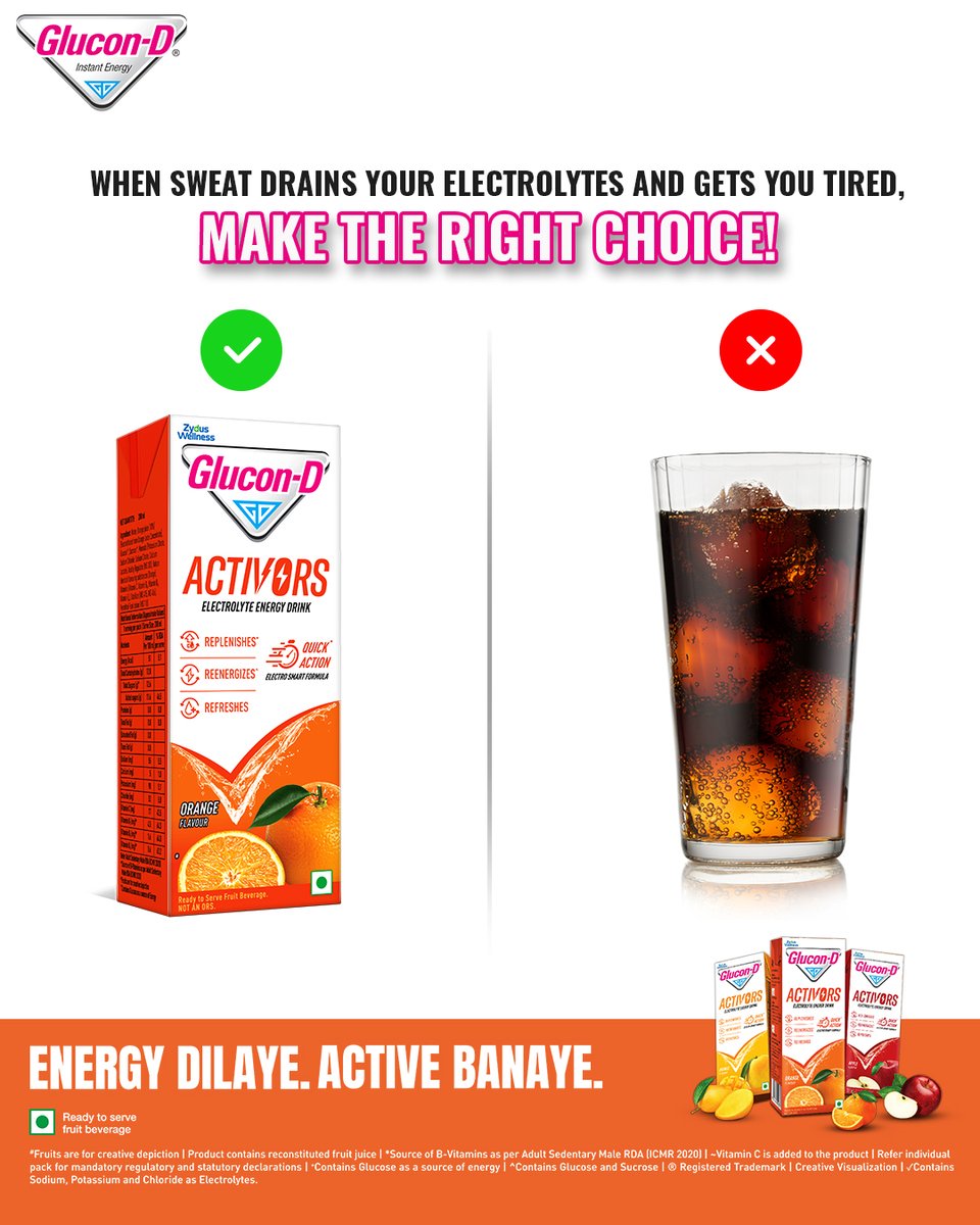 Glucon-D India (@glucondindia) on Twitter photo Why settle for a temporary refreshment when you can power through your day with real energy? Glucon-D Activors fuels you with the Double Advantage of Glucose and Electrolytes to give you energy and make you active.
#GluconD #Activors #DoubleAdvantage #Energy #Electrolytes Why settle for a temporary refreshment when you can power through your day with real energy? Glucon-D Activors fuels you with the Double Advantage of Glucose and Electrolytes to give you energy and make you active.
#GluconD #Activors #DoubleAdvantage #Energy #Electrolytes
