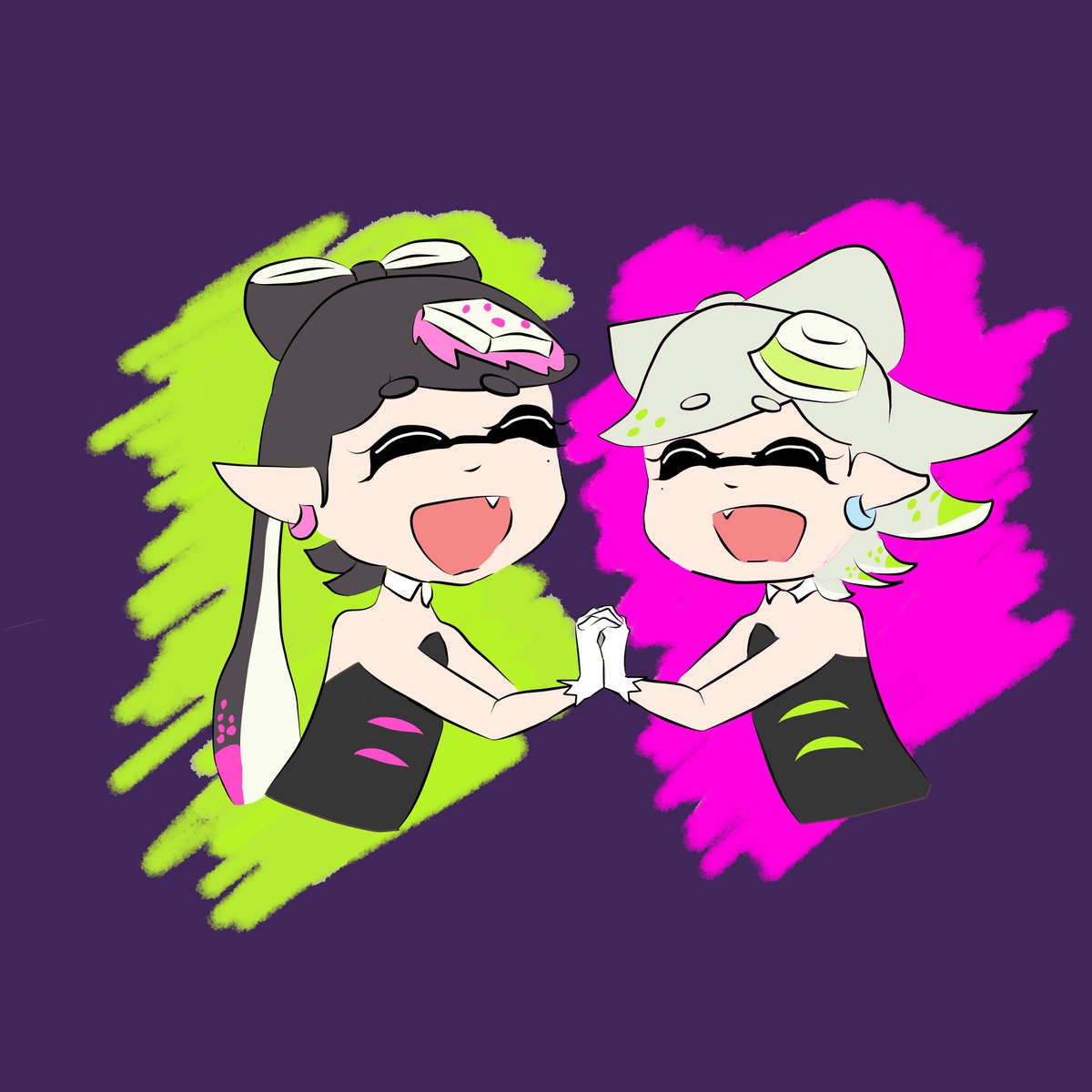 ChrisTapiax3's tweet photo. saliendo de la zona de confort de dibujar hombrezotes con el primer dibujo que subo después de largo rato, quizá debería usar mi cuenta de bluesky para resubir los anteriores #Splatoon #SquidSisters #TeamPast https://t.co/iVfYEis3L4