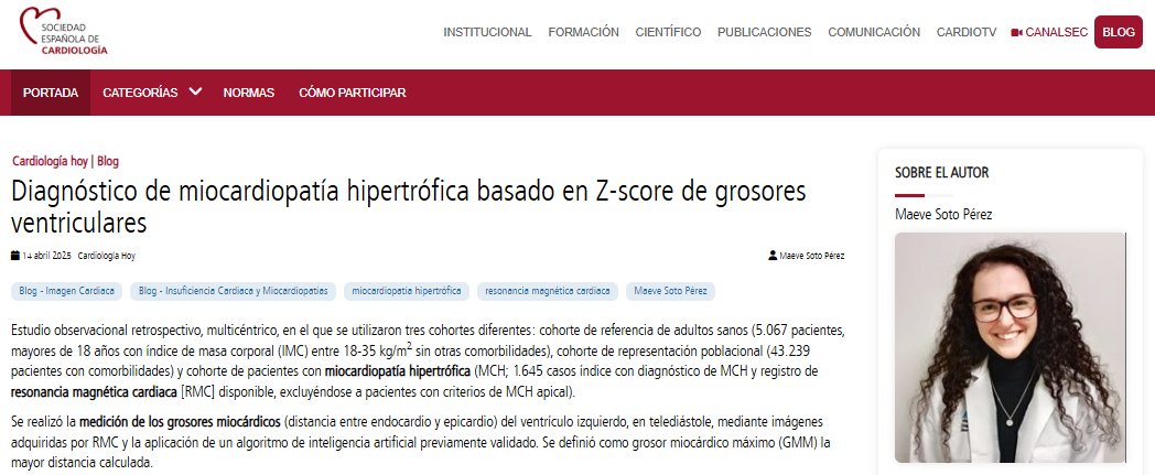 Soc Esp Cardiología (@secardiologia) on Twitter photo “El uso de valores de referencia de normalidad del grosor miocárdico máximo ajustados por variables demográficas podría mejorar la precisión diagnóstica en comparación con el criterio actual", comenta <a href="/MaeveSoto/">Maeve Soto Pérez</a>. #BlogSEC <a href="/JovenesSec/">JóvenesSEC</a> ow.ly/oAHO50VzK7b “El uso de valores de referencia de normalidad del grosor miocárdico máximo ajustados por variables demográficas podría mejorar la precisión diagnóstica en comparación con el criterio actual", comenta <a href="/MaeveSoto/">Maeve Soto Pérez</a>. #BlogSEC <a href="/JovenesSec/">JóvenesSEC</a> ow.ly/oAHO50VzK7b