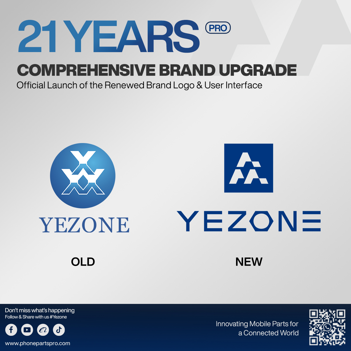 gzyezone's tweet image. ✨ ¡Una nueva imagen, una promesa inalterada!
Tras 21 años creciendo contigo, hemos dado un emocionante paso adelante:
🚀 Estrenamos oficialmente nuestro nuevo logotipo y nuestra renovada interfaz.💙
📷 #Screen #incell #iphones #LCD  #iPhone #Yezone #screen #Samsung #Pantalla