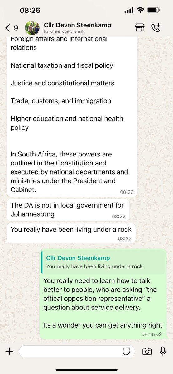 Is this the standard practice of <a href="/Our_DA/">Democratic Alliance</a> ? Berating residents who ask Ward councillors about service delivery? Insults really inspire faith in you? Perhaps a little less talk and a lot more action!