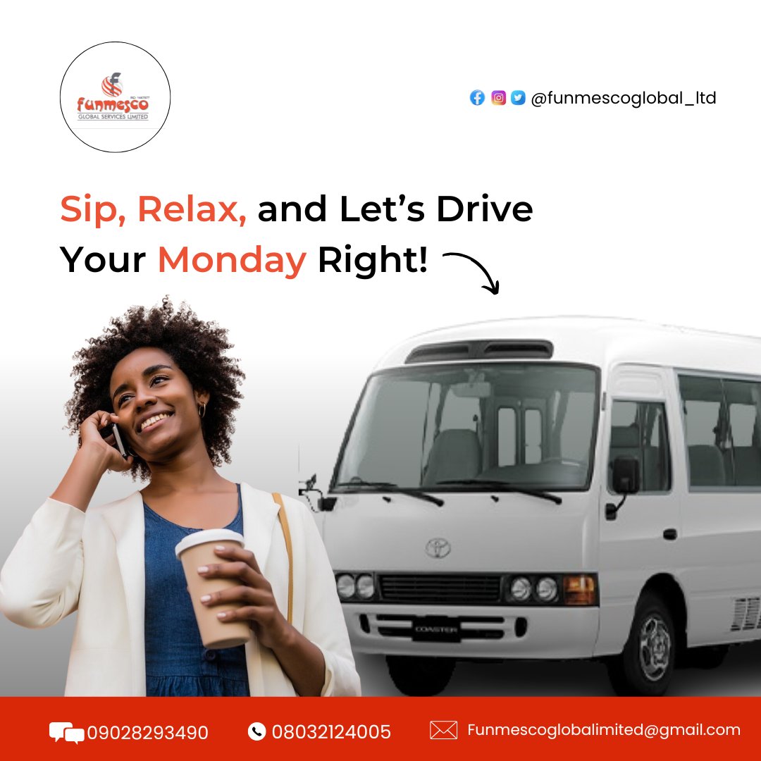 funmescoglobal's tweet photo. Happy Monday!

Let’s make your week smooth and stress-free with one of the best travel experiences you can get.

Book with us today and travel with ease.

#Traffic #TeamBonding #Logistics #TravelExperience #RentABus #BusHire https://t.co/yxe87ihH8Y