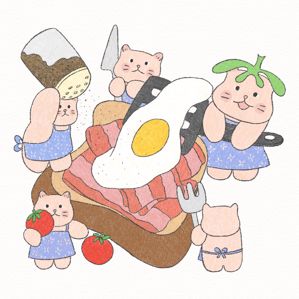iammtomatoo's tweet photo. A warm toast🍞, a quiet morning, and a little moment of peace. (2025) 🧈🥓
โทสต์อุ่นๆ โปะด้วยเบคอนเค็มๆมันๆและไข่ดาว เริ่มต้นวันหยุดได้ดีสุดๆ ☁️
#tomatoo #toastbread #illustration #drawing #foodillustration https://t.co/0Kw2FxMsP7