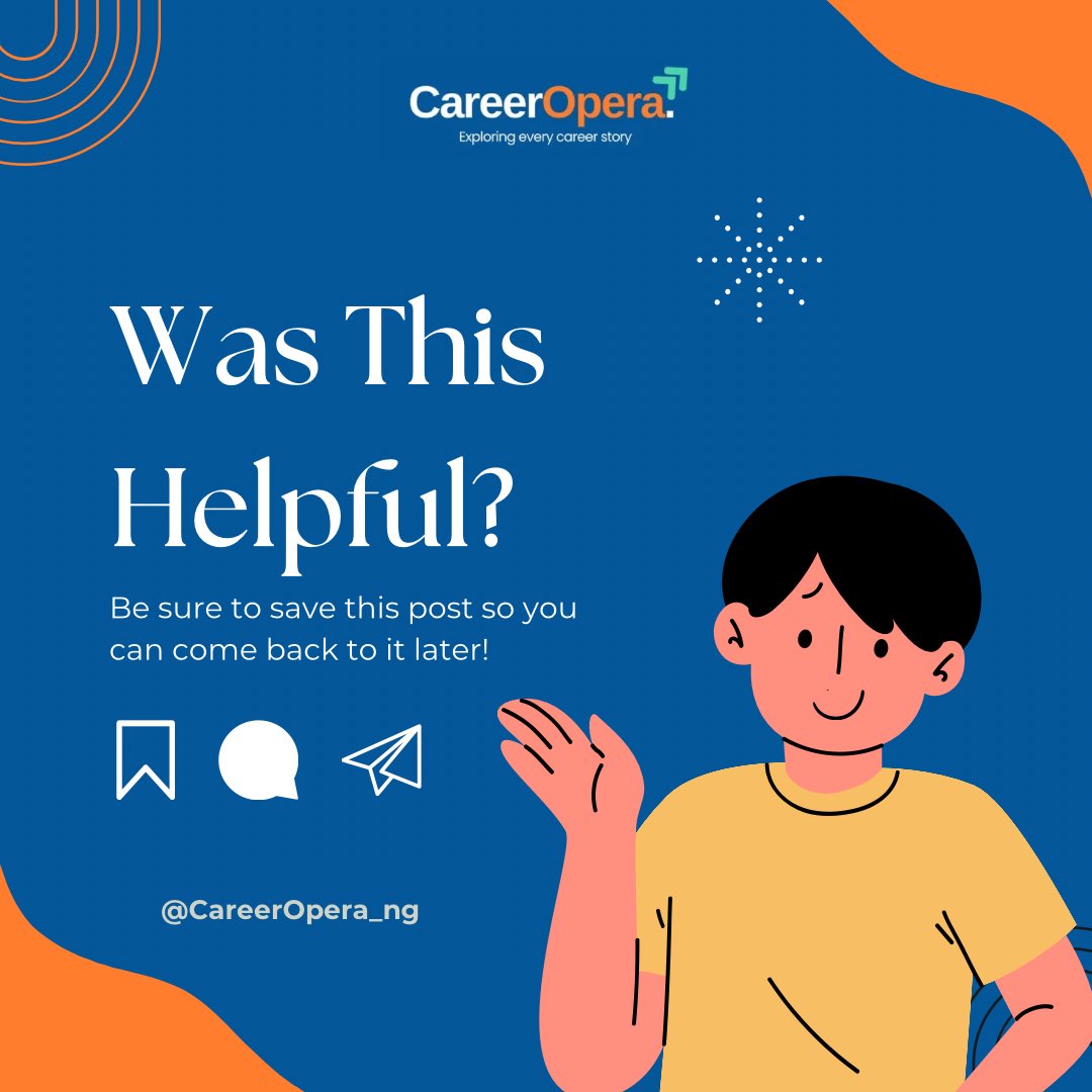 careeropera_ng's tweet photo. Was this helpful?
Save this post for later and share it with someone who needs it!
Don’t forget to like, comment, and follow us for more career insights.✨
#CareerOpera #InterviewTips #CareerGrowth #JobInterviewPrep #JobSearchHelp #CareerAdvice #InterviewConfidence https://t.co/XsvZV9nbFy