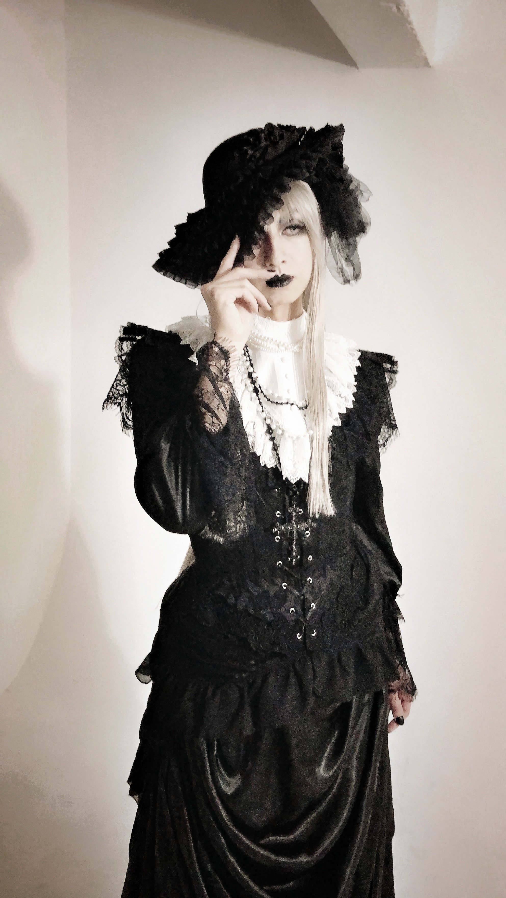 mille noirsフリル付きコルセット 黒 mille noirsフリル付きコルセット 黒