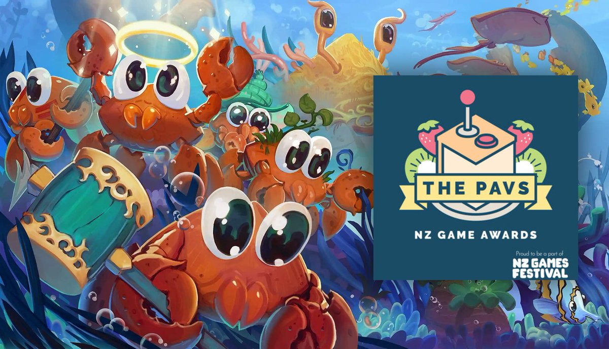 Crab God has been nominated for the Guest Plate Award at the 2025 Pavs! 🔥🦀🍰 We’re incredibly excited to be featured alongside other amazing ANZ games. Thank you @jhmdean for the unforgettable sounds, and to the @NZGamesFest for the honour 🎵🎮 nzgamesfest.com/2025-finalists/