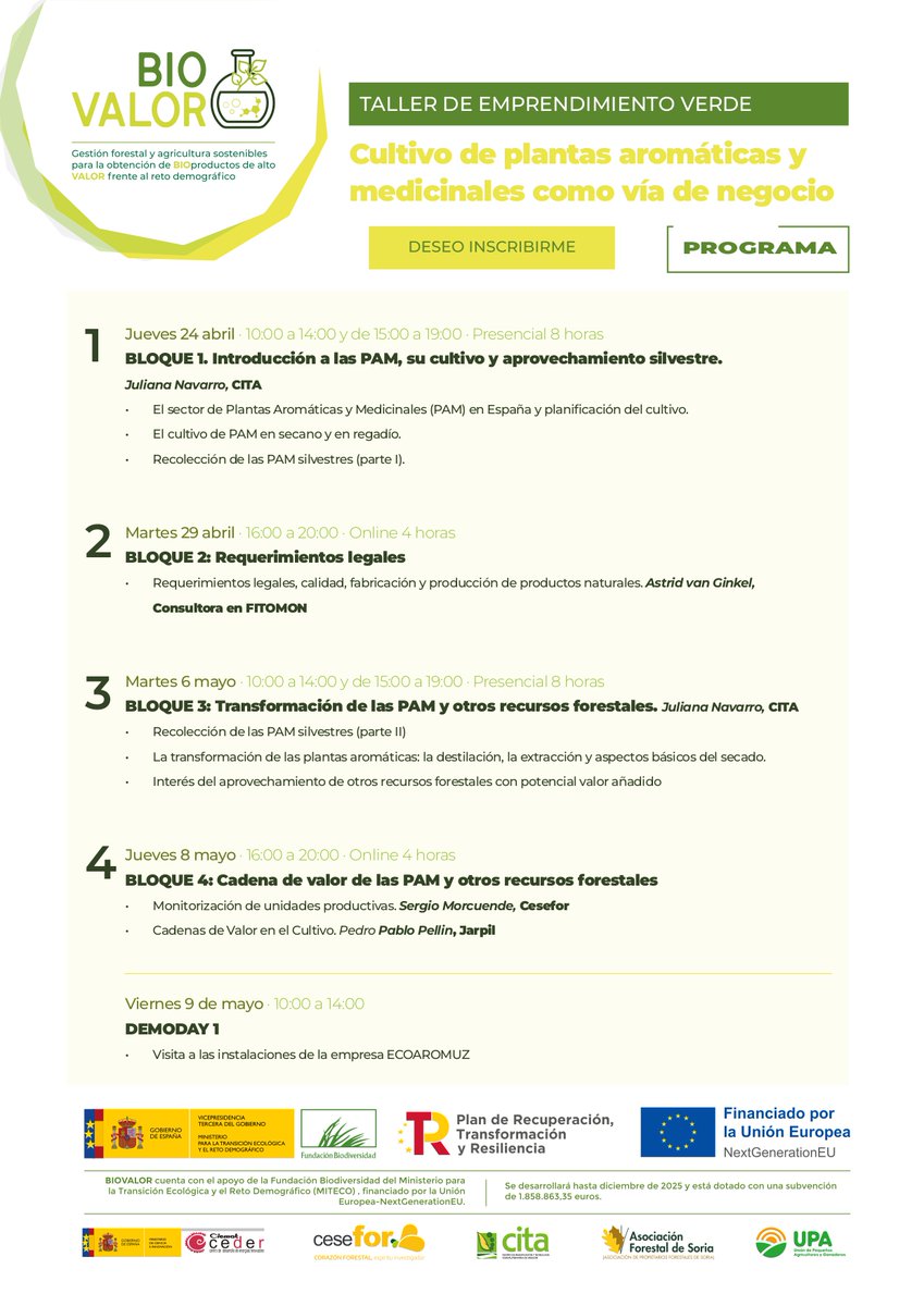 CITAAragon's tweet photo. 🌿 El proyecto #BIOVALOR (@pbiovalor23) impulsa el emprendimiento en el cultivo de plantas #aromáticas y #medicinales con un taller en CITA Teruel
📑 ¡Aquí toda la información!👇
https://t.co/nxRiUt7yIW
✍️ Inscripciones:
https://t.co/43Mx21xlR0 https://t.co/YMWaJ2C5Ul