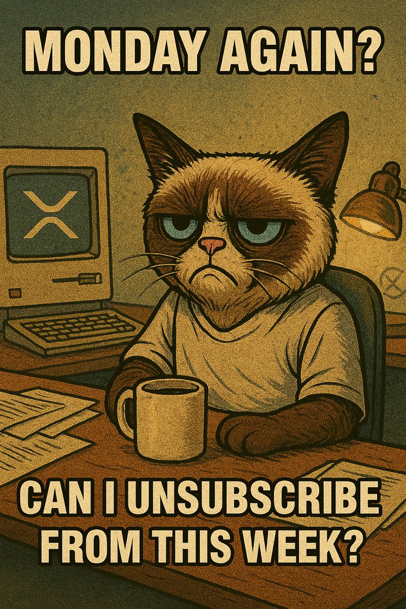 grumpy_xrpl's tweet photo. Bruh… it’s Monday again?
Ain’t even had time to blink since Friday.
Somebody hit CTRL+Z on this week already.
#GrumpyVibes $GRUMPY #XRPL #Mondayvibes https://t.co/pQy9LSEPby
