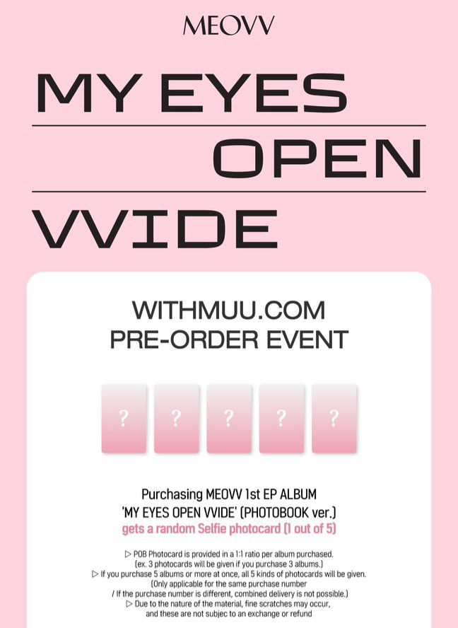 pjmtxte's tweet photo. MEOVV 1st EP withmuu pob pcs https://t.co/fECpxaEHLa