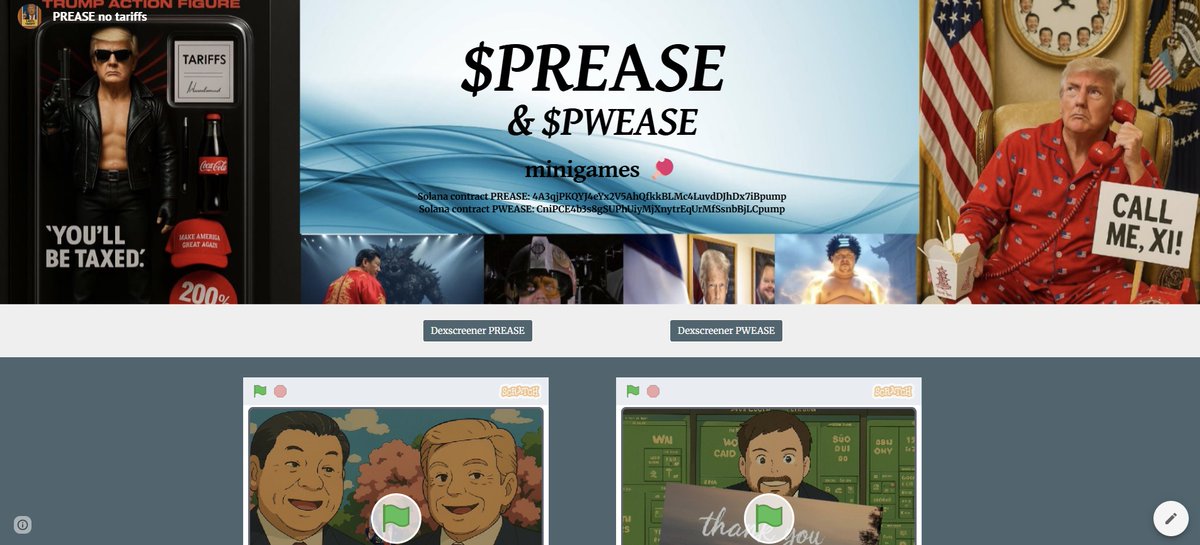 MTronLink's tweet photo. Play some $PREASE and $PWEASE minigames while you are waiting for the charts to catch up ;)
https://t.co/Pw8QxCf9iG
#PREASE and #PWEASE are both geopolitical memecoins memeing the USA vs China tariff war or vice president JD Vance!
$SOL $BONK $PEPE $DOGE $GIGA $POPCAT $GHIBLI https://t.co/Irc7WsSUGU