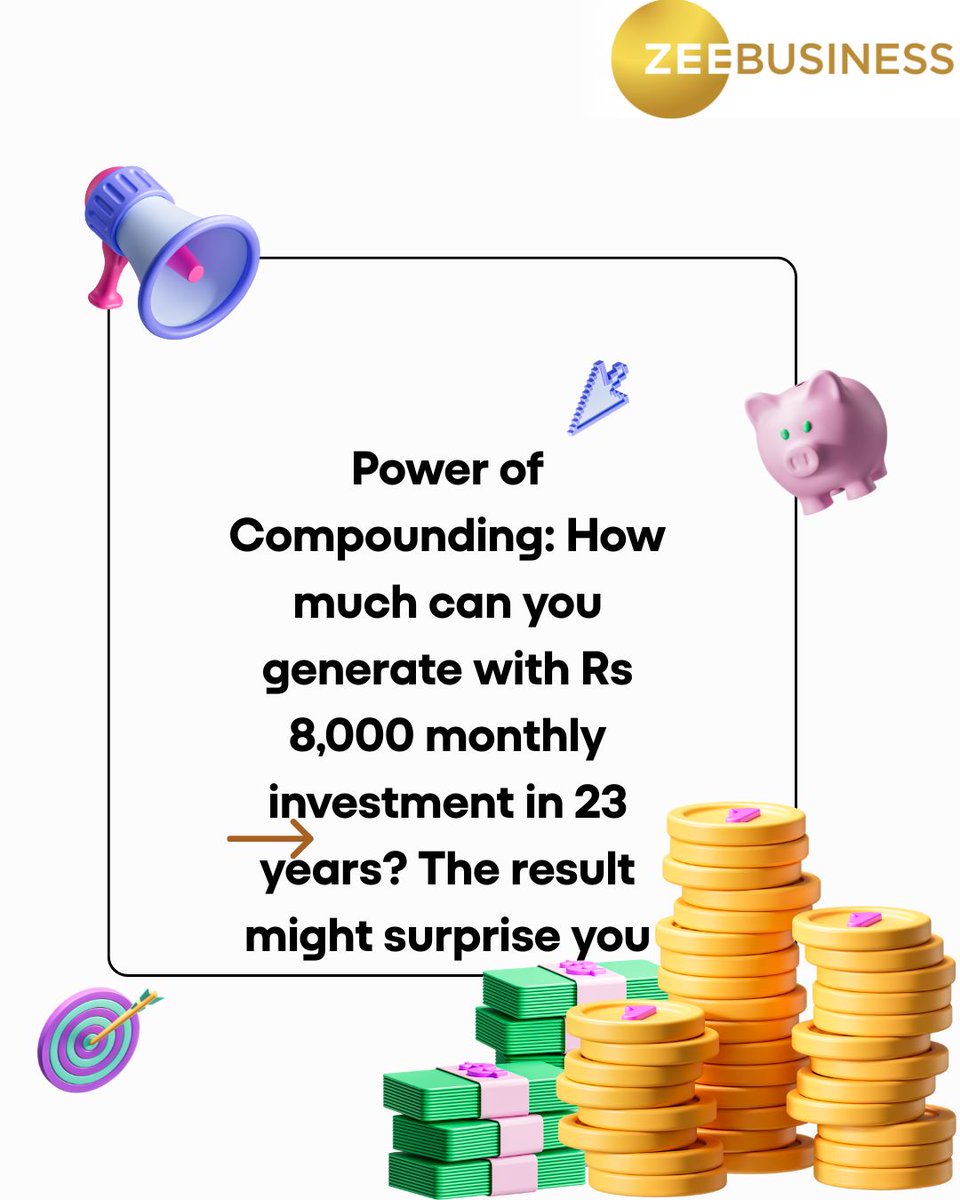 ZeeBusiness's tweet image. 💡Ever wondered how much Rs 8,000 monthly over 23 years can grow?

The compounding effect might blow your mind🔁

{DISCLAIMER: Investments carry risk; seek professional guidance}

#WealthBuilding #MoneyMath #FinancialFacts

zeebiz.com/personal-finan…