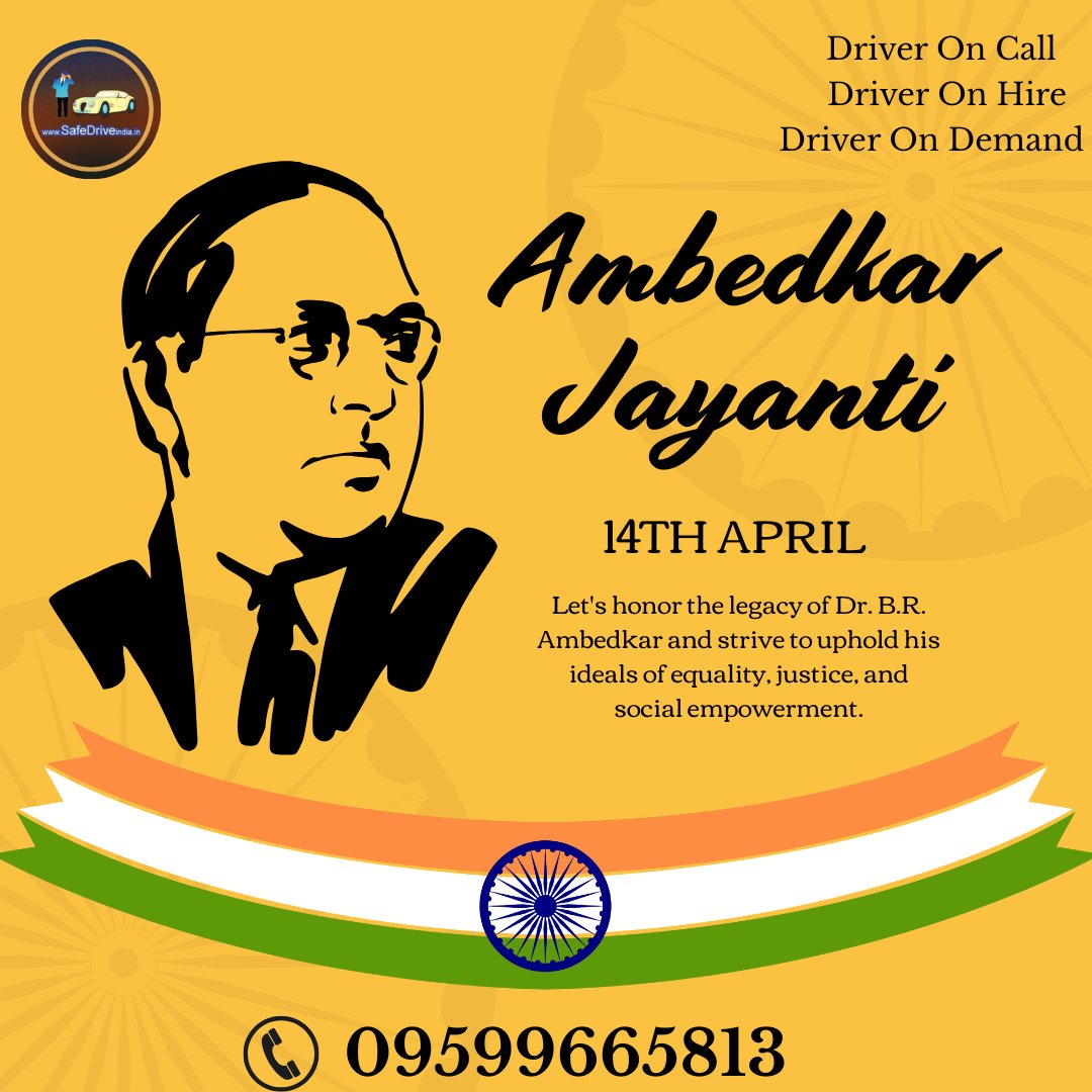 IndiaSafedrive's tweet photo. #AmbedkarJayanti #DrAmbedkar #DriverOnHire #DriverOnCall #DriverOnDemand #SafeTravel #ProfessionalDrivers #AmbedkarThoughts #Equality #RespectAndJustice https://t.co/lJ9MkeHKQj