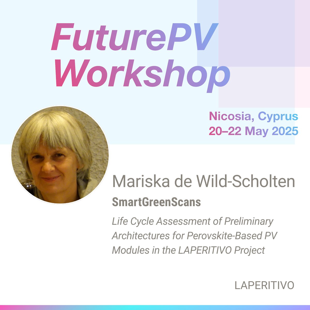 TESTARE Project (@testareproject) on Twitter photo Learn about LCA of Perovskite Architectures with Mariska de Wild-Scholten from SmartGreenScans,at the #FuturePV Workshop.
<a href="/DiamondHorizEU/">Diamond Project</a> #LAPERITIVO #PERSEUS #SMARTLINEPV #NEXUSPV
<a href="/TriumphEurope/">TRIUMPH - Horizon Europe</a> #Apollo <a href="/Amires_EU/">AMIRES</a>
<a href="/Luminosity_EU/">LUMINOSITY_EU</a> #PHOENIX #PEARL #solmates #circularpv <a href="/UCYOfficial/">University of Cyprus</a> Learn about LCA of Perovskite Architectures with Mariska de Wild-Scholten from SmartGreenScans,at the #FuturePV Workshop.
<a href="/DiamondHorizEU/">Diamond Project</a> #LAPERITIVO #PERSEUS #SMARTLINEPV #NEXUSPV
<a href="/TriumphEurope/">TRIUMPH - Horizon Europe</a> #Apollo <a href="/Amires_EU/">AMIRES</a>
<a href="/Luminosity_EU/">LUMINOSITY_EU</a> #PHOENIX #PEARL #solmates #circularpv <a href="/UCYOfficial/">University of Cyprus</a>