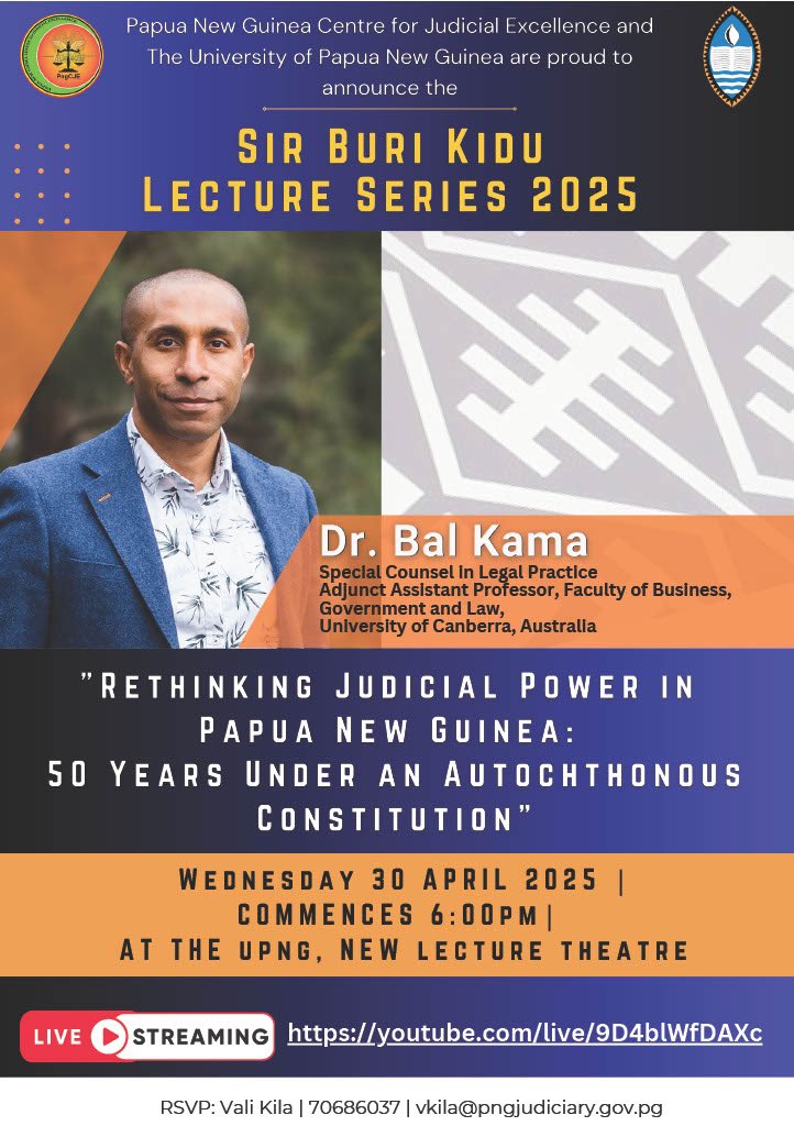 BalYKama's tweet image. GUEST SPEAKER: Honoured to be invited by the Chief Justice of PNG for this occasion. Recent speakers included Australian Chief Justices Mortimer and Kiefel, so a privileged opportunity. More importantly, a fitting occasion on the eve of the 50th PNG Independence Anniversary.