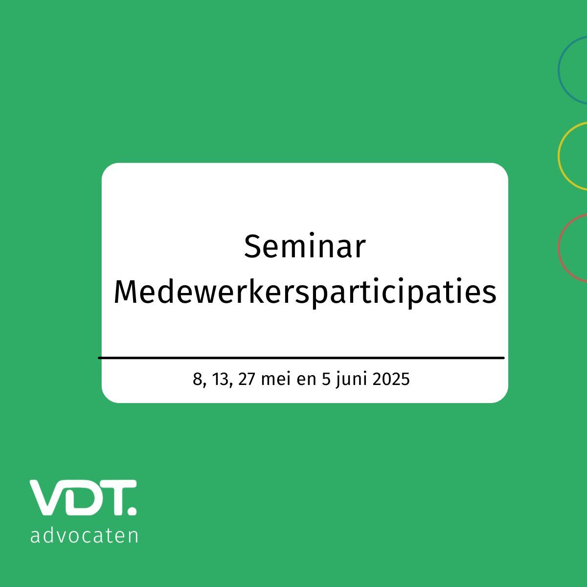 🚀𝗜𝗻𝘀𝗰𝗵𝗿𝗶𝗷𝘃𝗶𝗻𝗴 𝘀𝗲𝗺𝗶𝗻𝗮𝗿 𝗴𝗲𝗼𝗽𝗲𝗻𝗱: '𝗠𝗲𝗱𝗲𝘄𝗲𝗿𝗸𝗲𝗿𝘀𝗽𝗮𝗿𝘁𝗶𝗰𝗶𝗽𝗮𝘁𝗶𝗲𝘀'🚀

Schrijf je in, de inschrijvingen gaan hard!🔥
hubs.li/Q03g5gH10