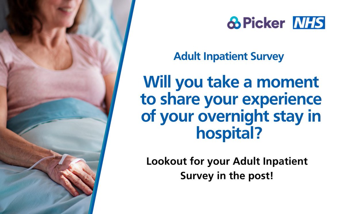Will you take a moment to share your experience of your overnight stay in hospital? Lookout for your #AdultInpatientSurvey in the post.

Please complete the survey and help us make a positive difference to our care and services.