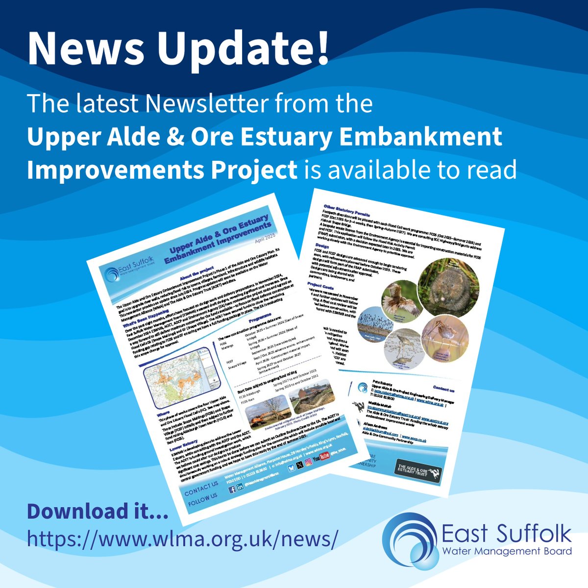 The_WMA (@the_wma) on Twitter photo 🌟 News Update! 🌟
Visit wlma.org.uk/news to see the latest Upper Alde & Ore Estuary Embankment Improvements Project Newsletter! 📰 Find out what we've been doing & what's coming up next.
Subscribe now to receive updates direct to your inbox - info@wlma.org.uk 🌟 News Update! 🌟
Visit wlma.org.uk/news to see the latest Upper Alde & Ore Estuary Embankment Improvements Project Newsletter! 📰 Find out what we've been doing & what's coming up next.
Subscribe now to receive updates direct to your inbox - info@wlma.org.uk