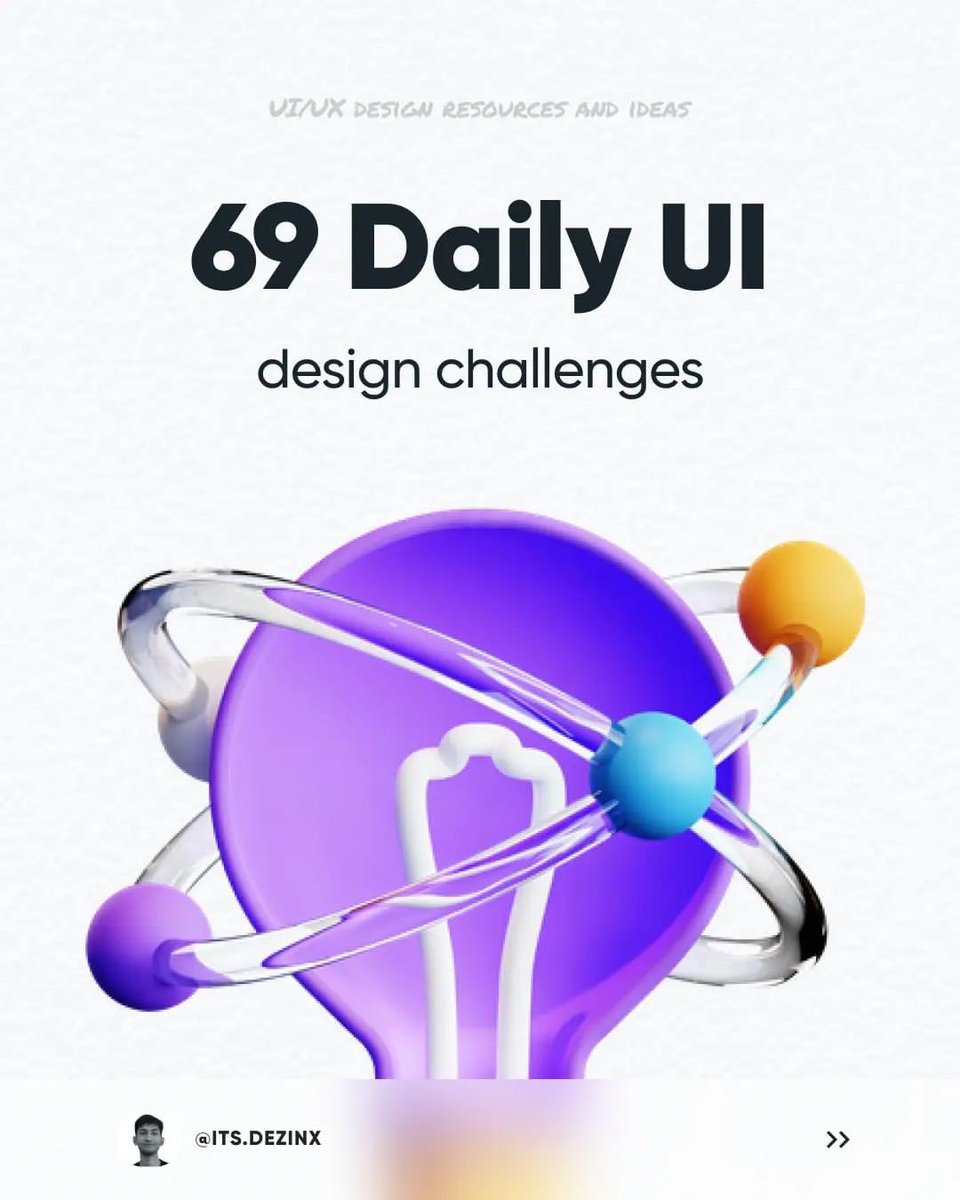 UiSavior's tweet photo. Try this 69 Daily UI Challenges! 💡 https://t.co/Z0T2gF2Yq2