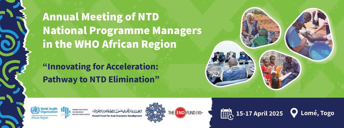WHOAFRO's tweet photo. 📢 @WHOAFRO and partners, with support from @KuwaitFund, will host the annual #NTD programme managers meeting from 15–17 April in Togo!

📺 Watch the opening ceremony live: https://t.co/Q2rGh7tBGh — also streaming live on our X page.

The meeting will kick-start discussions and collaborations on innovative strategies to strengthen the final push against #NTDs in Africa.