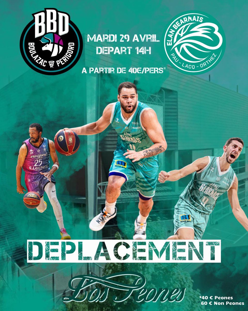 Déplacement à Boulazac
👉 départ mardi 29 avril à 14h
👉 retour après le match

Formulaire d’inscription 👇

forms.gle/B9zhyCW9qShXri…

Renseignements Los Peones 0642956919

⚠️Date limite d’inscription le 21 avril⚠️

📸 <a href="/EBPLO/">EBPLO</a>
📸 <a href="/BoulazacBasketD/">BoulazacBasketD</a>