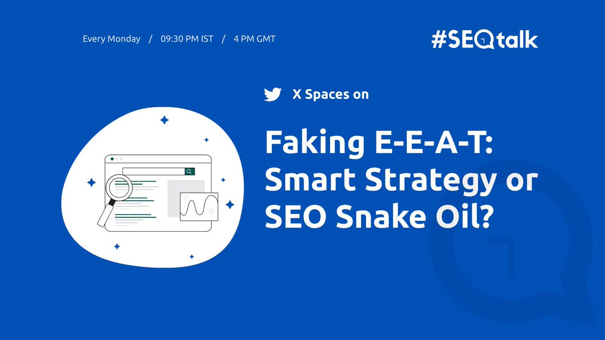 If everyone’s boosting trust signals without being the authority

Is it strategy, or are we fooling Google (and users)?

Join us tonight at 21:30 IST on #SEOTalk Spaces as we unfold conversations around this hot topic.

Bring your takes, tea, and truth.

x.com/i/spaces/1jMJg…