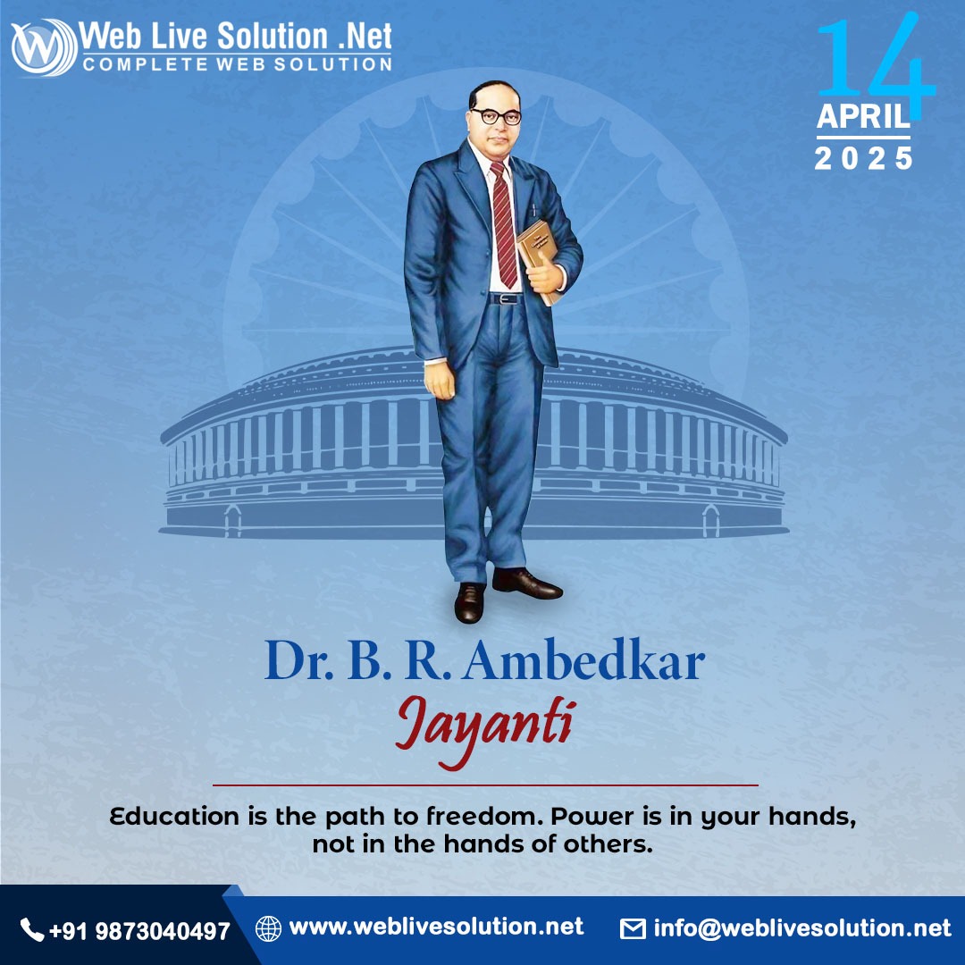 WebLiveSolutio1's tweet image. 🙏 Let us celebrate the birth anniversary of ✊ Dr. B.R. Ambedkar with a renewed commitment to creating a society that is inclusive and equitable. ✨ Wishing you a joyful Ambedkar Jayanti.

#AmbedkarJayanti #brambedkar #WebLiveSolutionLLP #socialjustice #Equality
