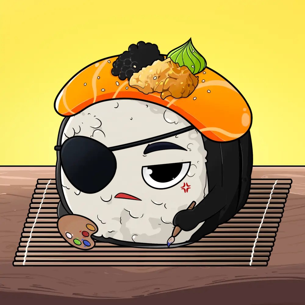 Here's to my Satoshi Roll!

Got this baby after mint for a steal of 0.0015 BTC

Love what <a href="/Swatbarbie754/">Swatbarbie</a> and <a href="/1silver_eth/">1Silver.sats 🈂️🈸️💱</a> have built with <a href="/Satoshi_Roll/">SatoshiRoll 🍣</a> 

Also, doesn't he look cool? xD