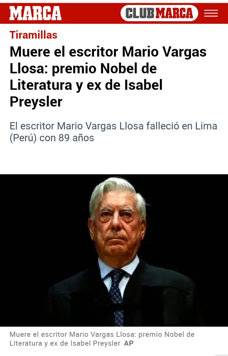 Para algunos, igual de importante ser Premio Nobel que ex de Isabel Preysler...🤦🏼‍♀️🤦🏼‍♀️🤦🏼‍♀️
