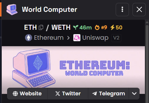 world_ethcoin's tweet photo. World Computer #ETH is trending #9 in Dexscreener! 

Keep pushing! 

https://t.co/lzlv6v2fcx https://t.co/DNhXdyNbjH