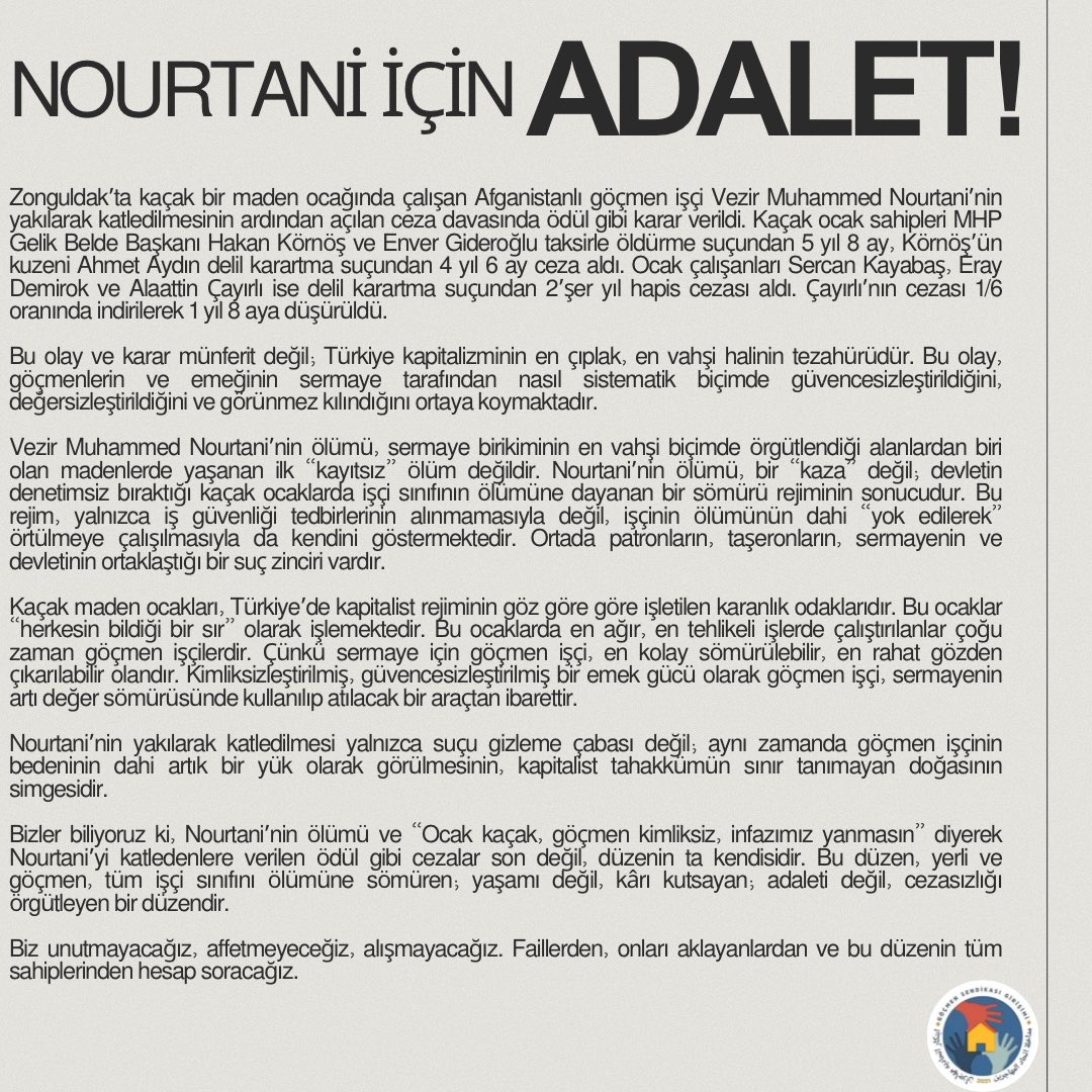 Adalet sağlanana dek Nourtani’nin sesi olacağız!

#NourtaniİçinAdalet