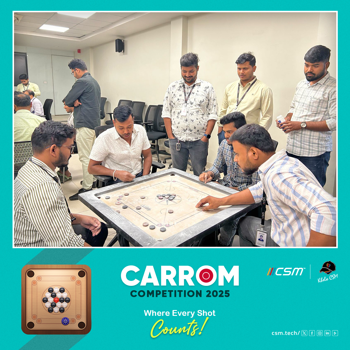 CSMTechnologies's tweet photo. From powerful strikes to clever blocks, CSM employees lit up the Carrom boards with some spectacular gameplay!
The competition was tough, but the spirit was even stronger.
Cheers to everyone who played with passion and purpose!
#CSMTech #LifeAtCSM #EmployeeEngagement https://t.co/zMDNBI6dN1